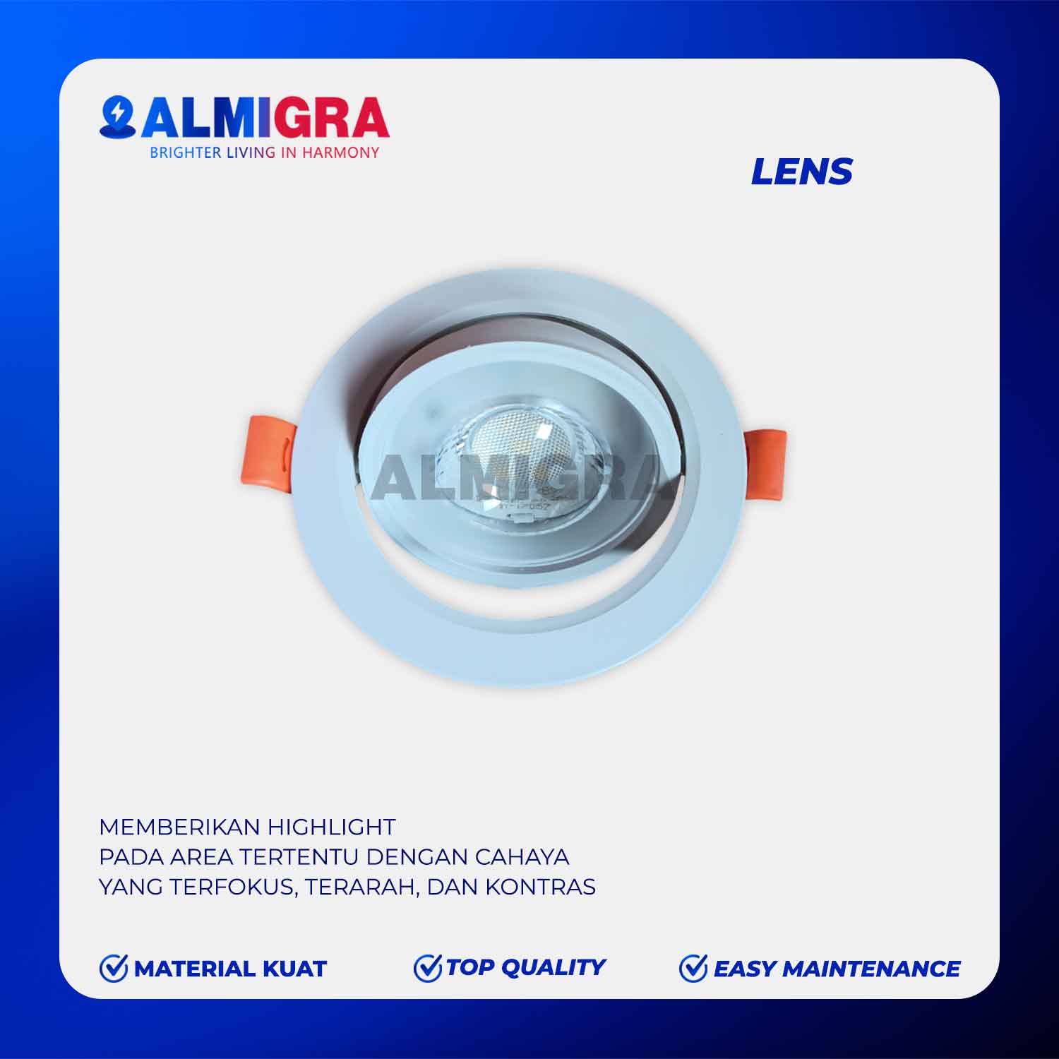 Lampu Tanam Plafon Downlight LED Spotlight 12 Watt - Lens - Image 2