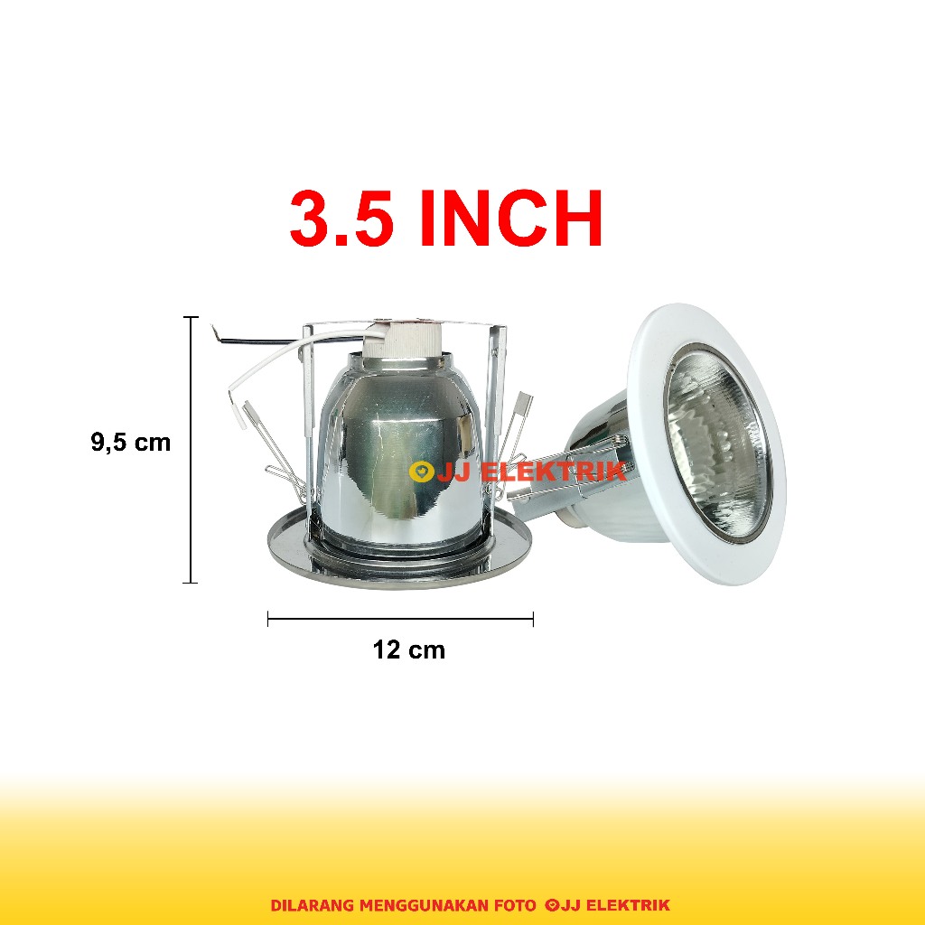 Kap Lampu Plafon Downlight 3.5 Inch Adjustable Fitting E27 Ulir Bohlam Standar - Image 2